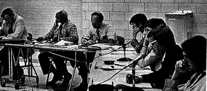 Elmer Gordon, second from left, chairs a Rush-Henrietta Board of Education meeting. Elmer Gordon, second from left, chairs a Rush-Henrietta Board of Education meeting.